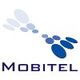 Logo von Mobitel mit blauen und grauen Ovale in einem Muster, darunter der Name "Mobitel".