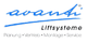 Logo mit dem blauen Schriftzug "avanti" und "Liftsysteme" darunter. Text: Planung, Vertrieb, Montage, Service.
