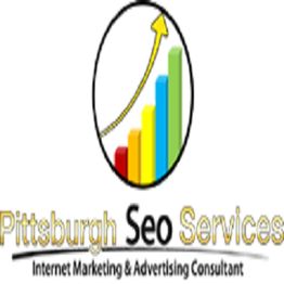 Logo of Pittsburgh SEO Services with a colorful bar graph and upward arrow.