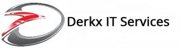 Logo van Derkx IT Services met een gestileerde rode en grijze vogel in een cirkel.