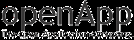 Logo mit Text "openApp" und "The open Application company." in schwarzer Schrift.