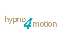 Text-Logo: "hypno4motion" in Braun und Türkis.