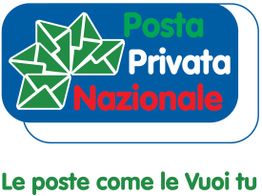 Logo Poste Private Nazionale: buste verdi e testo "Le poste come le Vuoi tu".