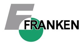Logo mit grauem "F", grünem Kreis und Schriftzug "FRANKEN" in Schwarz.