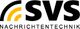 Logo mit gelbem und schwarzem Bogen, Text "SVS Nachrichtentechnik".