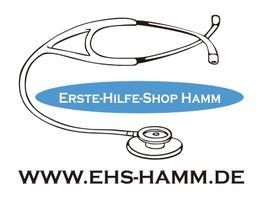 Stethoskop über dem Schriftzug "Erste-Hilfe-Shop Hamm" und der URL "www.ehs-hamm.de".