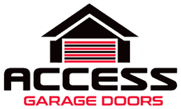 Logo for Access Garage Doors with a stylized house and red garage door graphic.