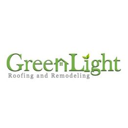 GreenLight Roofing and Remodeling logo with a green house icon and leaf accents.