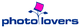 Logo mit blauem Schriftzug "photolovers" und pinkem Drachen darüber.