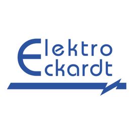 Logo von Elektro Eckardt in blauer Schrift mit stilisiertem Blitz.