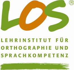Logo von LOS: Lehrinstitut für Orthographie und Sprachkompetenz in grüner und orangefarbener Schrift.