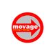 Logo of Movage Moving + Storage with a red arrow inside a circular design.