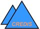 Zwei blaue Dreiecke, das vordere mit der Aufschrift "CREDIS" in orange.