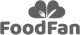 Logo med teksten "FoodFan" og et stiliseret bladmotiv ovenover.
