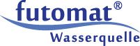Logo der Marke "futomat" mit dem Wort "Wasserquelle" darunter, in blauer Schrift auf weißem Hintergrund.