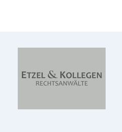 Graues Logo mit der Aufschrift "Etzel & Kollegen Rechtsanwälte".
