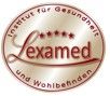 Logo Lexamed: Institut für Gesundheit und Wohlbefinden, mit fünf Sternen darüber in einem Kreis.