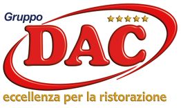 Logo di Gruppo DAC, eccellenza per la ristorazione, con cinque stelle sopra le lettere rosse.