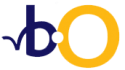 Logo met blauwe letters "vb" en een grote gele "O".