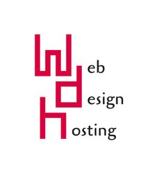 Logo mit roten Buchstaben: "WDH" und schwarzem Text: "Web Design Hosting".