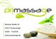 Visitenkarte: primassage-Logo, Adresse und Kontakt, Steine und Handtuch mit Blättern.