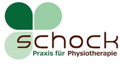 Logo mit grünem Kleeblatt und Text: "Schock, Praxis für Physiotherapie".