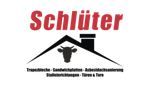 Logo von Schlüter mit einem Dach, Kuhkopf und Schornstein, Dienstleistungen gelistet darunter.