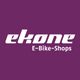Lila Logo mit weißem Text: "ekone E-Bike-Shops".