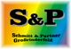 Logo mit Regenbogenhintergrund: "S&P" in groß, darunter "Schmitt & Partner Großrinderfeld".