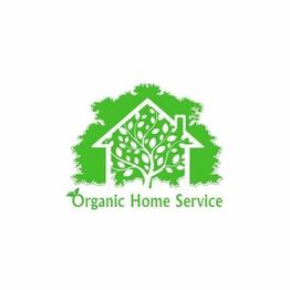 Green house logo with tree inside, "Organic Home Service" text below.