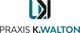 Logo der Praxis K. Walton mit stilisiertem Design in Türkis und Schwarz.