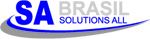 Logo com texto "SA Brasil Solutions All" em azul e cinza.