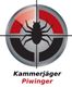 Zielscheibe mit Käfer-Silhouette und Text "Kammerjäger Piwinger" darunter.