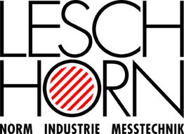 Text: LESCH HORN, darunter Norm Industrie Messtechnik, roter Kreis mit Streifen.