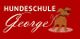 Rotes Logo der "Hundeschule George" mit stilisiertem Hund.