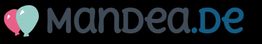 Logo mit zwei Luftballons und Text "MANDEA.DE" auf schwarzem Hintergrund.