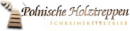 Logo mit Treppe und Text: "Polnische Holztreppen Schreinereibetrieb".
