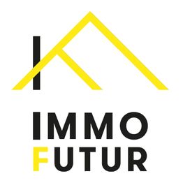 Schwarz-gelbes Logo mit Hausdach und Schriftzug "IMMO FUTUR" darunter.
