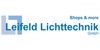 Logo von Leifeld Lichttechnik mit blauem Text und Design.