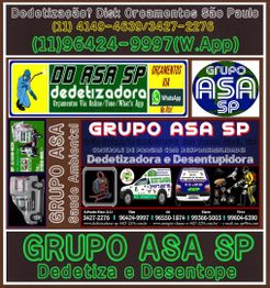 Imagem publicitária do Grupo ASA SP sobre serviços de dedetização e desentupimento, com contatos.