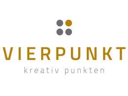 Vier Punkte oben, Text: "VIERPUNKT, kreativ punkten."
