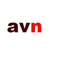 Schwarzes und rotes "avn"-Logo auf weißem Hintergrund.