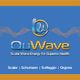 Logo with "QuWave" text, tagline "Scalar Wave Energy for Superior Health," blue and orange design.