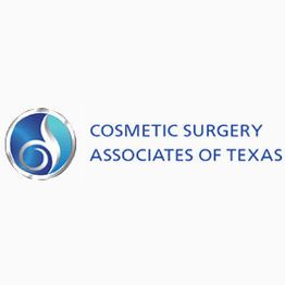 Blue and silver logo with text: "Cosmetic Surgery Associates of Texas."