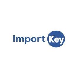 "Logo with text 'Import Key'; 'Key' inside a blue circle, and 'Import' in blue font."