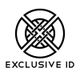 Schwarzes geometrisches Symbol in Kreisform über dem Text "EXCLUSIVE ID".