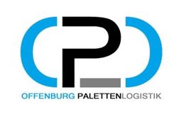 Logo mit den Buchstaben OPL, darunter steht "OFFENBURG PALETTENLOGISTIK" in Blau und Grau.