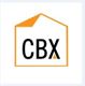 Logo of CBX with stylized orange roof outline and bold black letters inside.