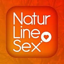 Icono naranja con el texto "Natur Line Sex" y un corazón en la letra "x".
