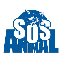 Logo "SOS Animal" en azul con la imagen de un gato arriba.
